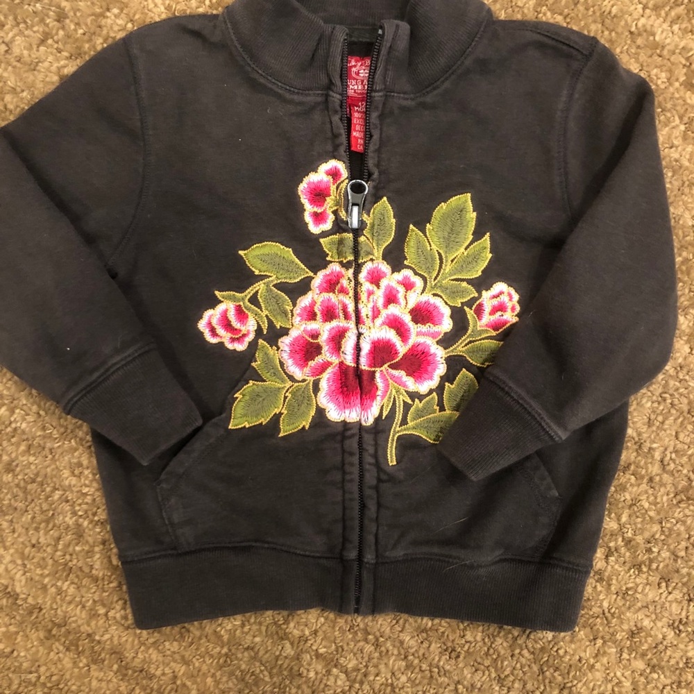 Lucky embroidered zip sweatshirt